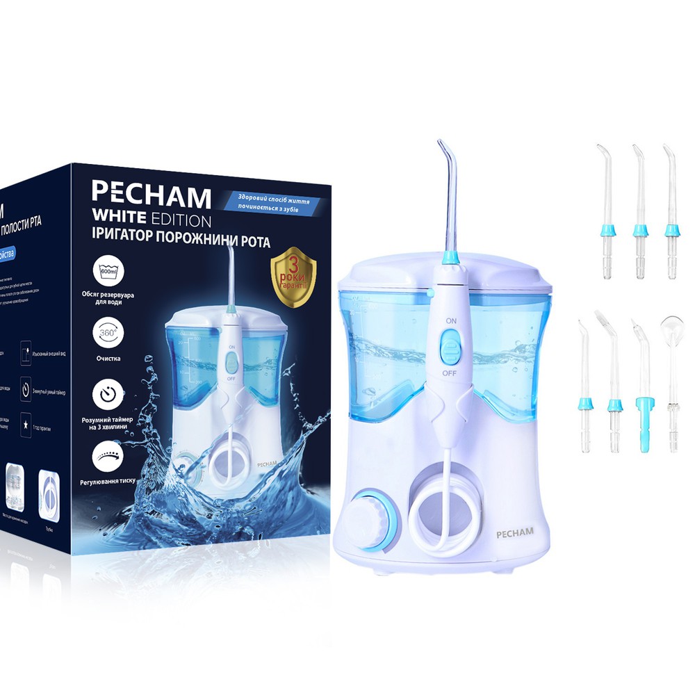 Ирригатор PECHAM Professional White Edition + годовой запас насадок-Фото 2