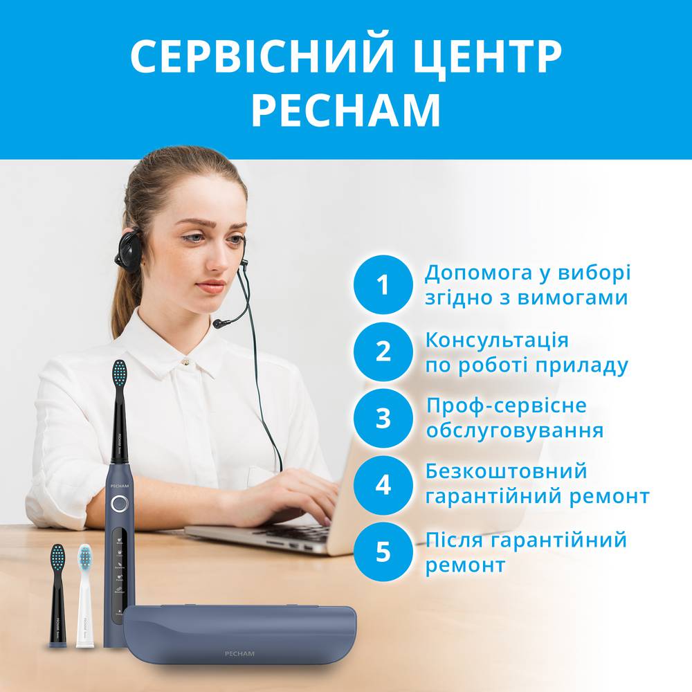 Звукова електрична зубна щітка PECHAM Navy Blue Travel PC-083-Фото 4
