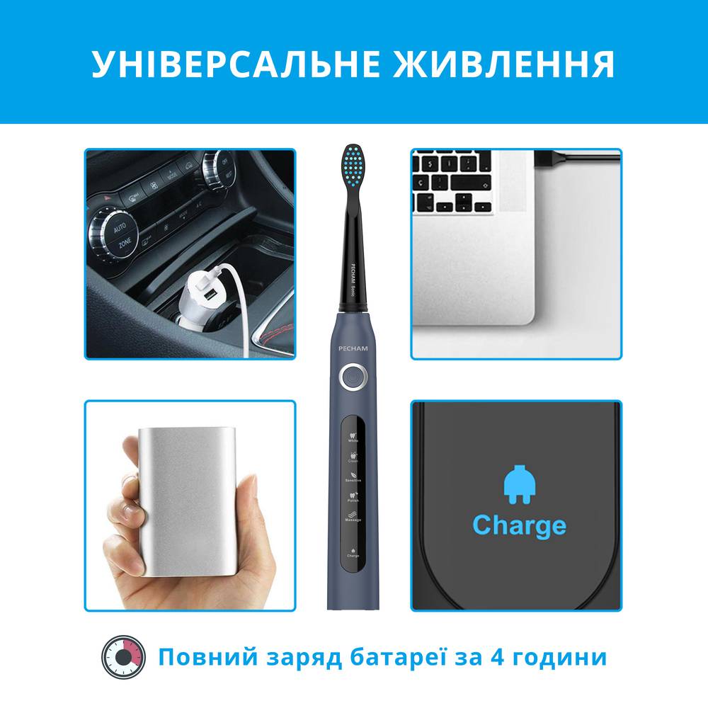 Звукова електрична зубна щітка PECHAM Navy Blue Travel PC-083-Фото 11