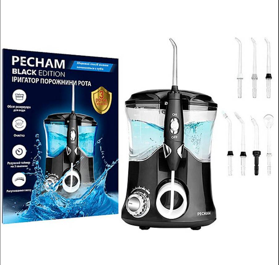 Ирригатор PECHAM Professional Black Edition + годовой запас насадок-Фото 4