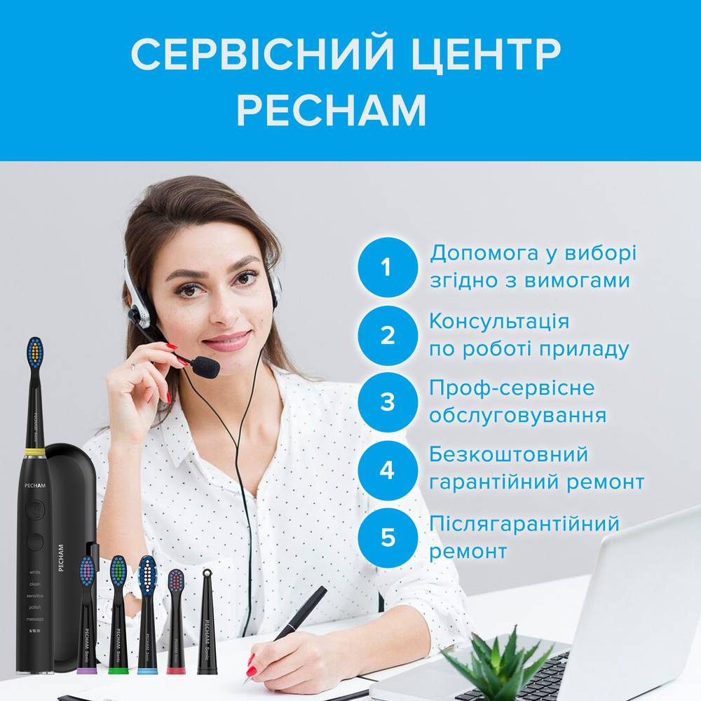 Звукова електрична зубна щітка PECHAM Black Travel PC-085-Фото 12