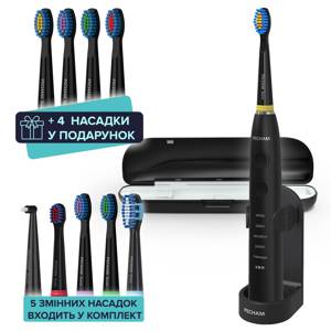 Звуковая электрическая зубная щетка PECHAM Black Travel PC-085 + годовой запас насадок