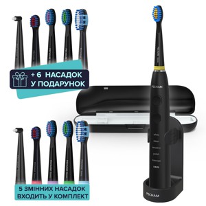 Звукова електрична зубна щітка PECHAM Black Travel PC-085+ річний запас насадок